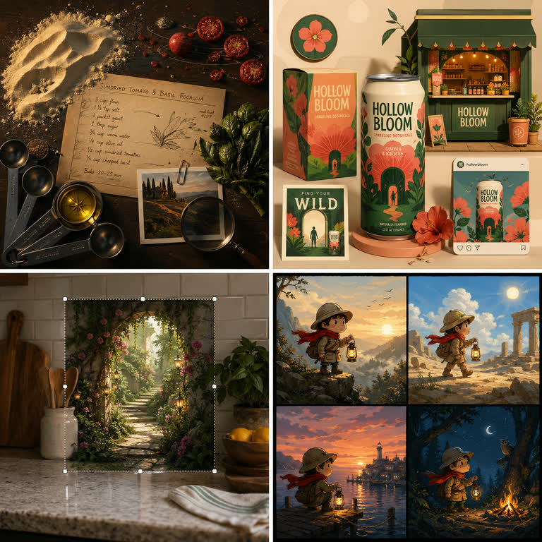 Second polished 2x2 contact sheet of derived GPT image generation play patterns, n。GPT Image 2 示例。