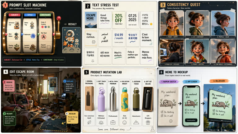 Polished 2x3 contact sheet of six playful derived GPT Image 2 workflows, building。GPT Image 2 示例。