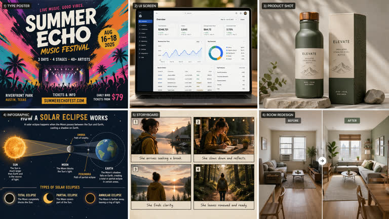 Polished 2x3 contact sheet of six distinct GPT Image 2 use-case concepts。GPT Image 2 示例。