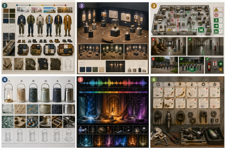 Single high-quality landscape concept board showing six NEW playful GPT Image 2 us。GPT Image 2 示例。