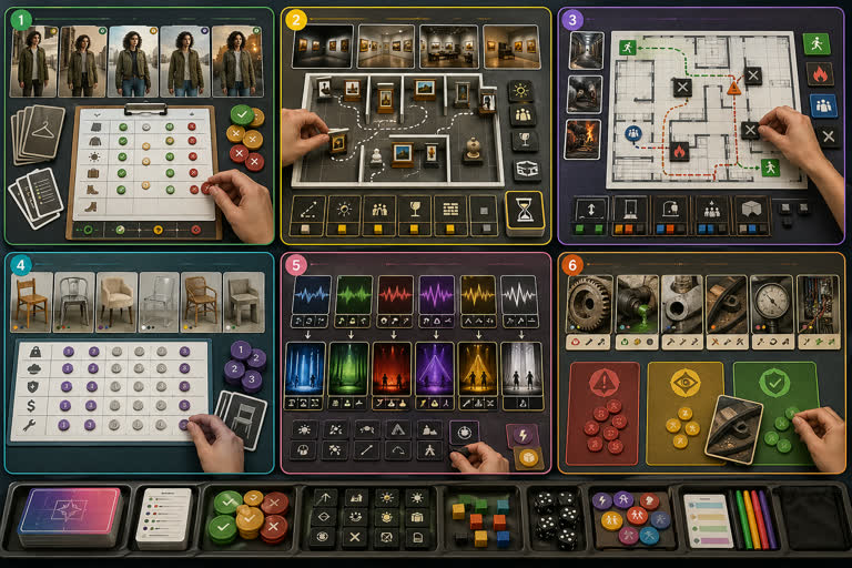 Second single high-quality landscape concept board showing six NEW derived game-li. GPT Image 2 example.