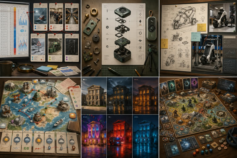 Single high-quality 2K landscape concept board showing six NEW playful GPT Image 2。GPT Image 2 示例。