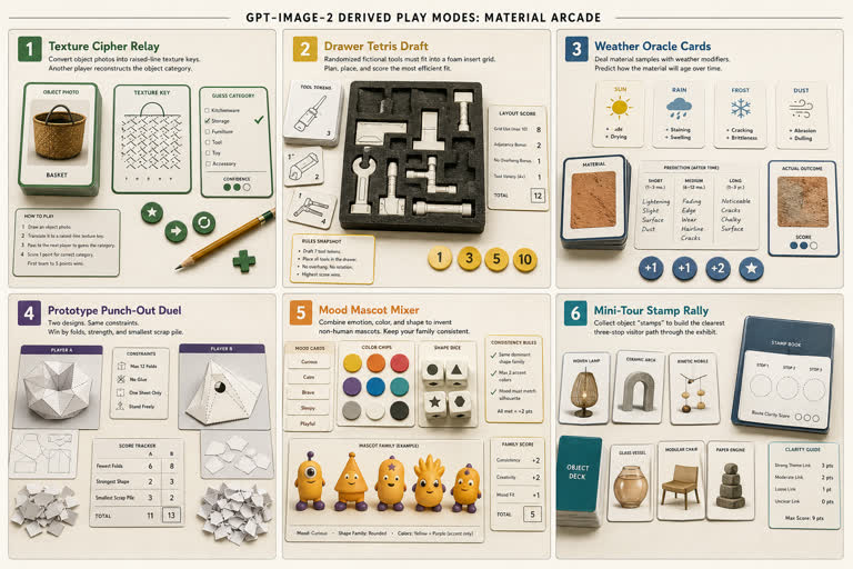 Derived Play Modes: Material Arcade. GPT Image 2 example.