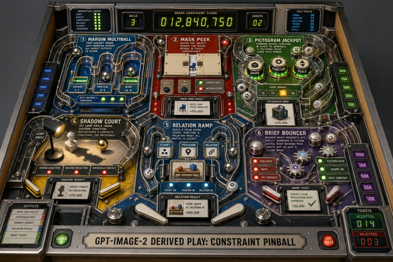 Derived Play: Constraint Pinball. GPT Image 2 example.