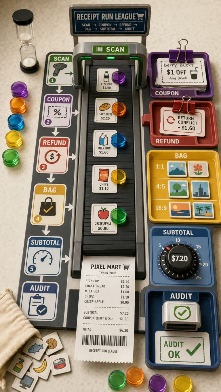 Derived Play: Receipt Run League. GPT Image 2 example.