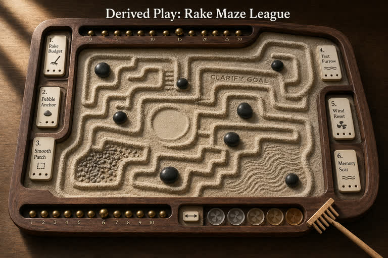 Derived Play: Rake Maze League. GPT Image 2 example.