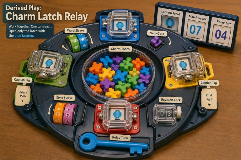 Derived Play: Charm Latch Relay. GPT Image 2 example.