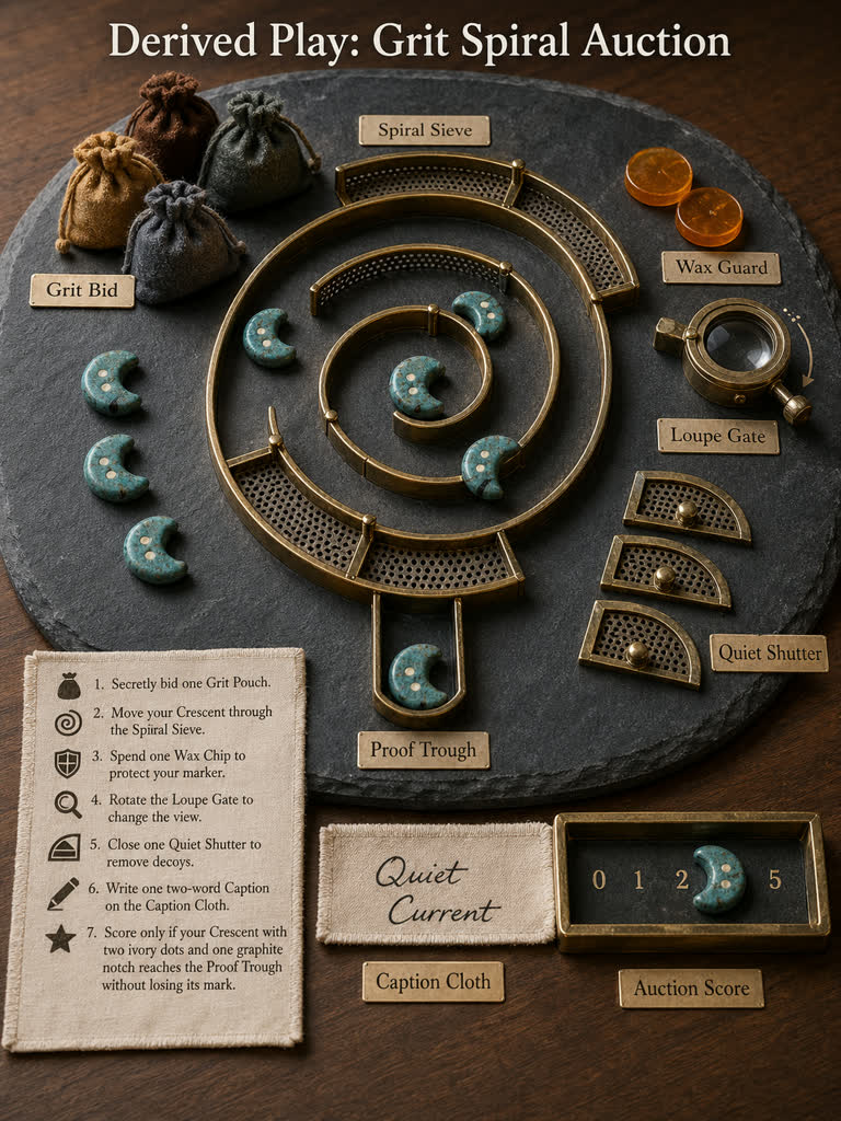 Derived Play: Grit Spiral Auction。GPT Image 2 示例。