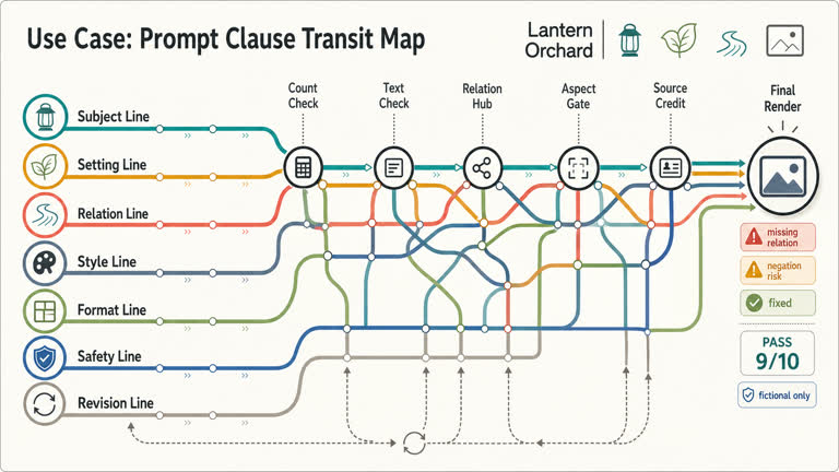 Use Case: Prompt Clause Transit Map. GPT Image 2 example.