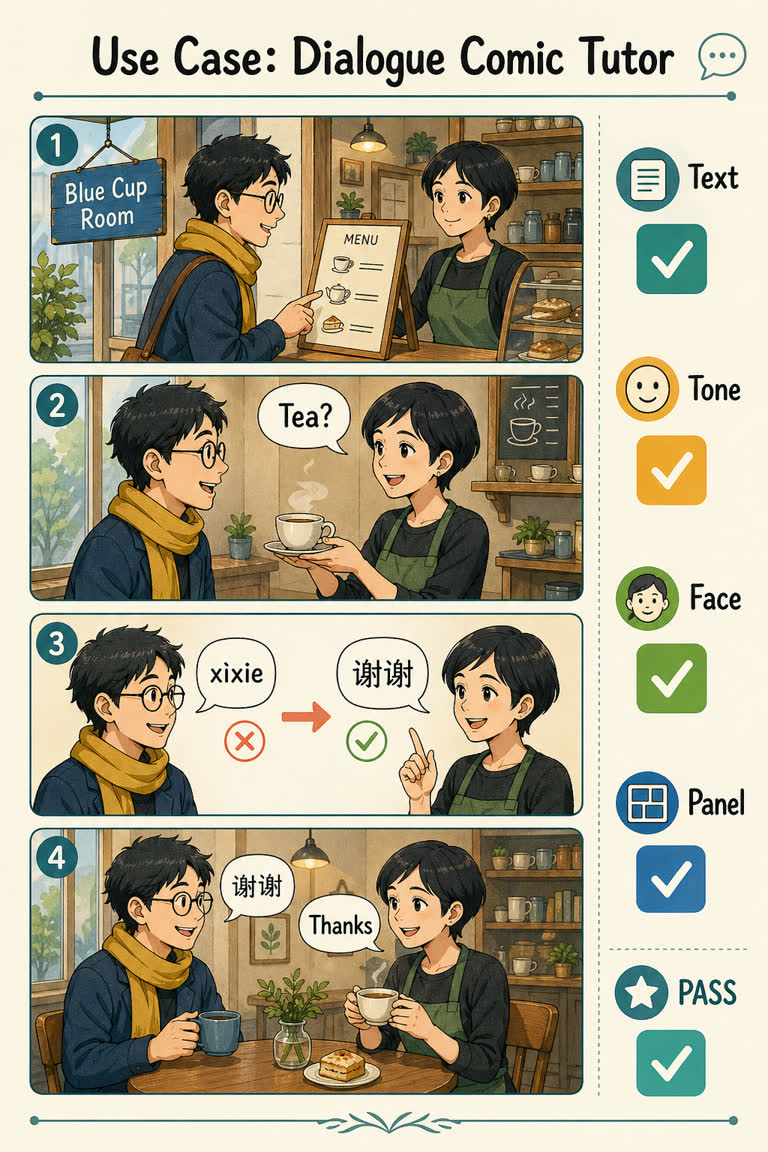 Use Case: Dialogue Comic Tutor. GPT Image 2 example.