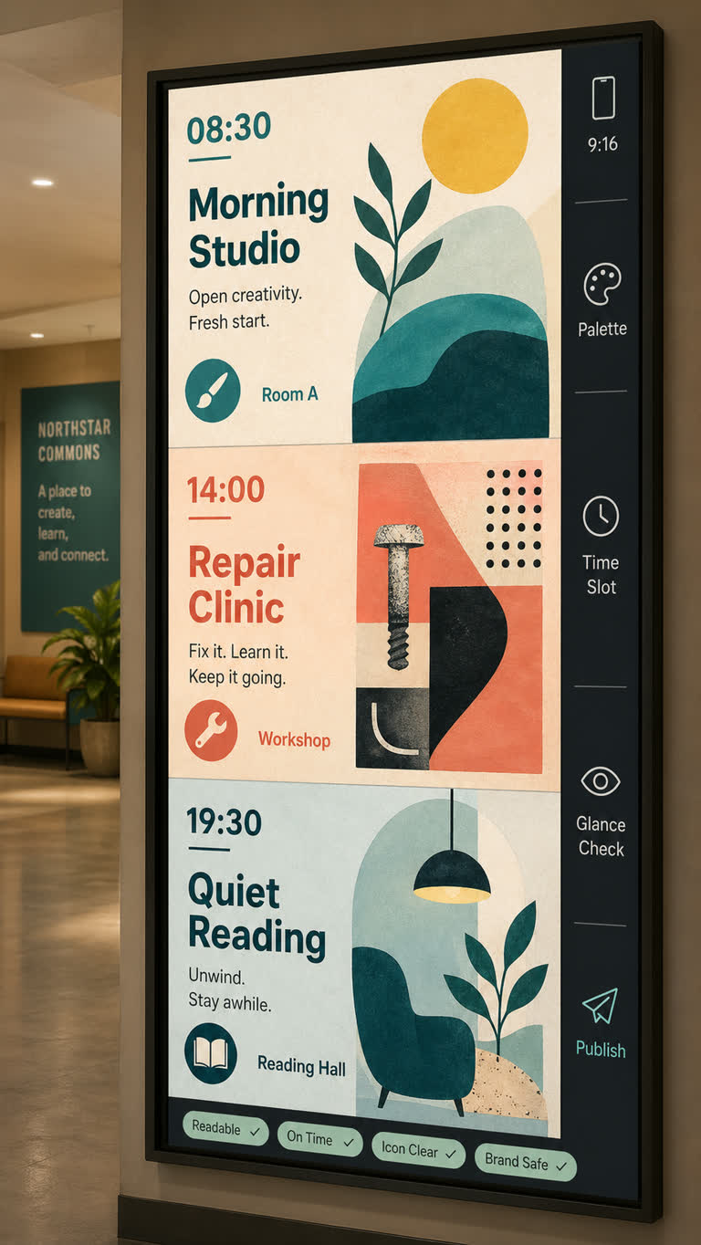 Use Case: Daypart Signage Loop。GPT Image 2 示例。