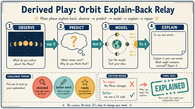 Derived Play: Orbit Explain-Back Relay. GPT Image 2 example.