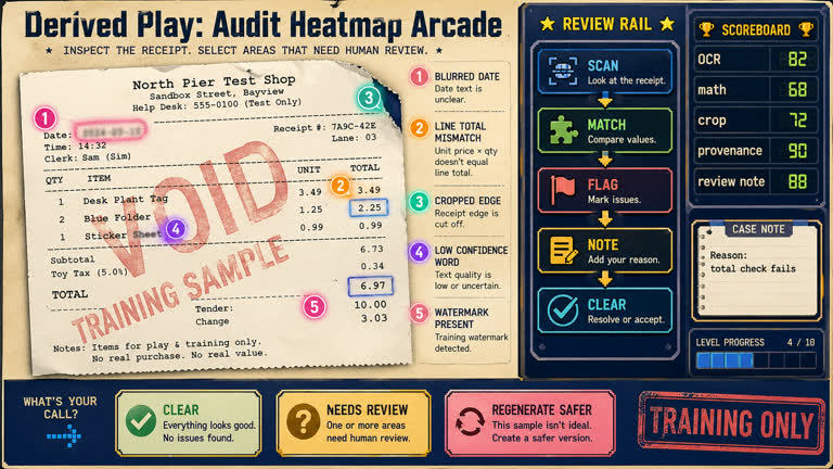 Derived Play: Audit Heatmap Arcade. GPT Image 2 example.