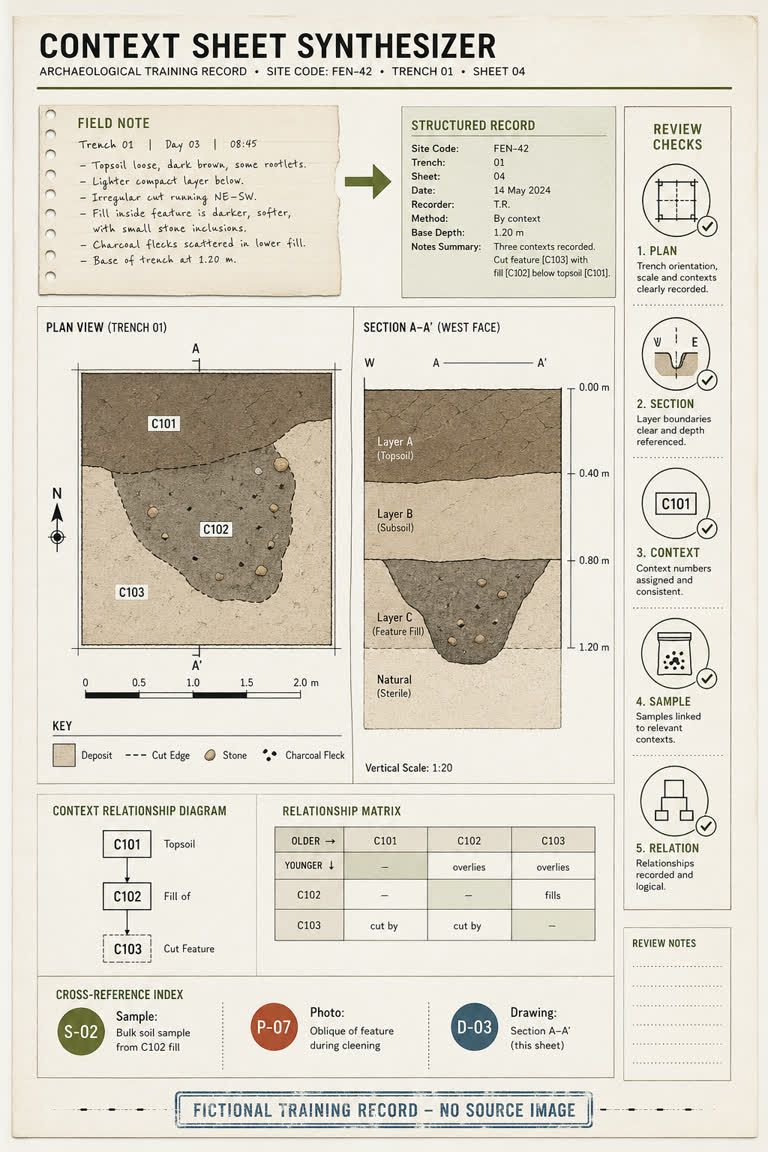 Use Case: Context Sheet Synthesizer. GPT Image 2 example.