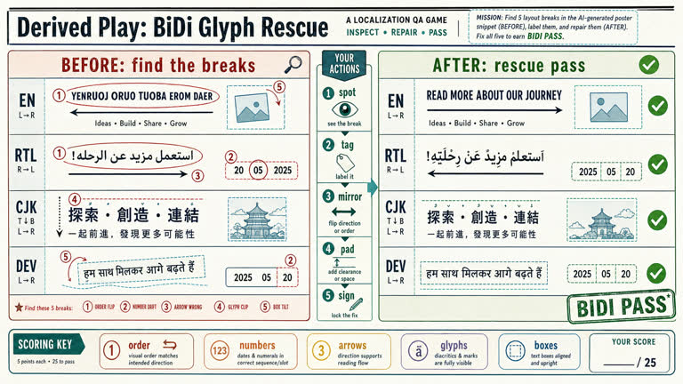 Derived Play: BiDi Glyph Rescue. GPT Image 2 example.