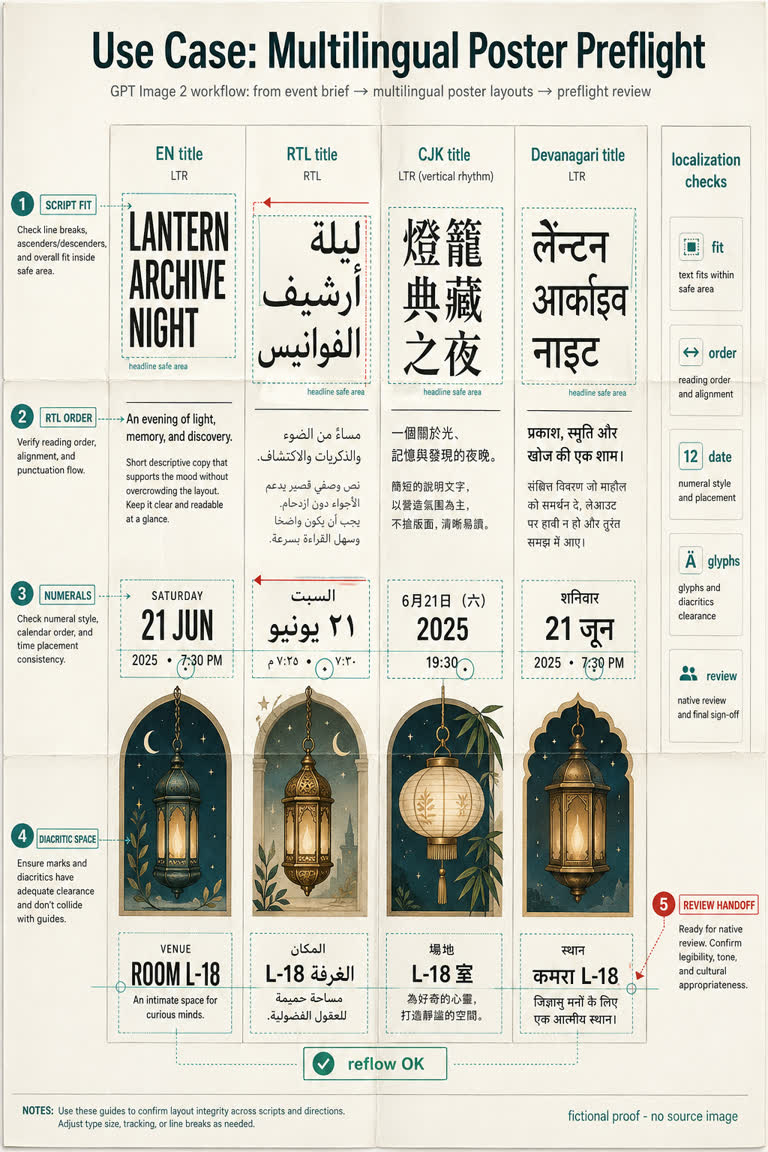Use Case: Multilingual Poster Preflight. GPT Image 2 example.
