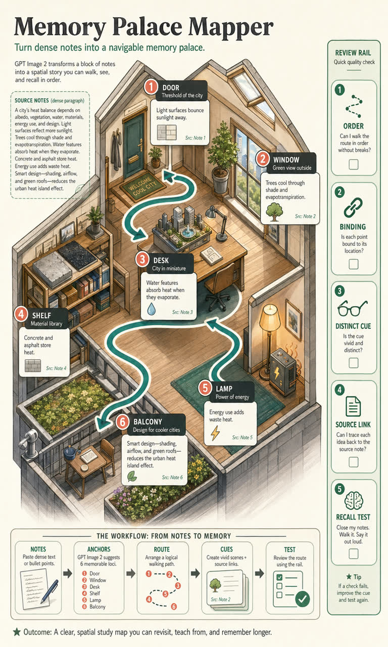 Use Case: Memory Palace Mapper. GPT Image 2 example.