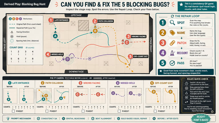 Derived Play: Blocking Bug Hunt. GPT Image 2 example.