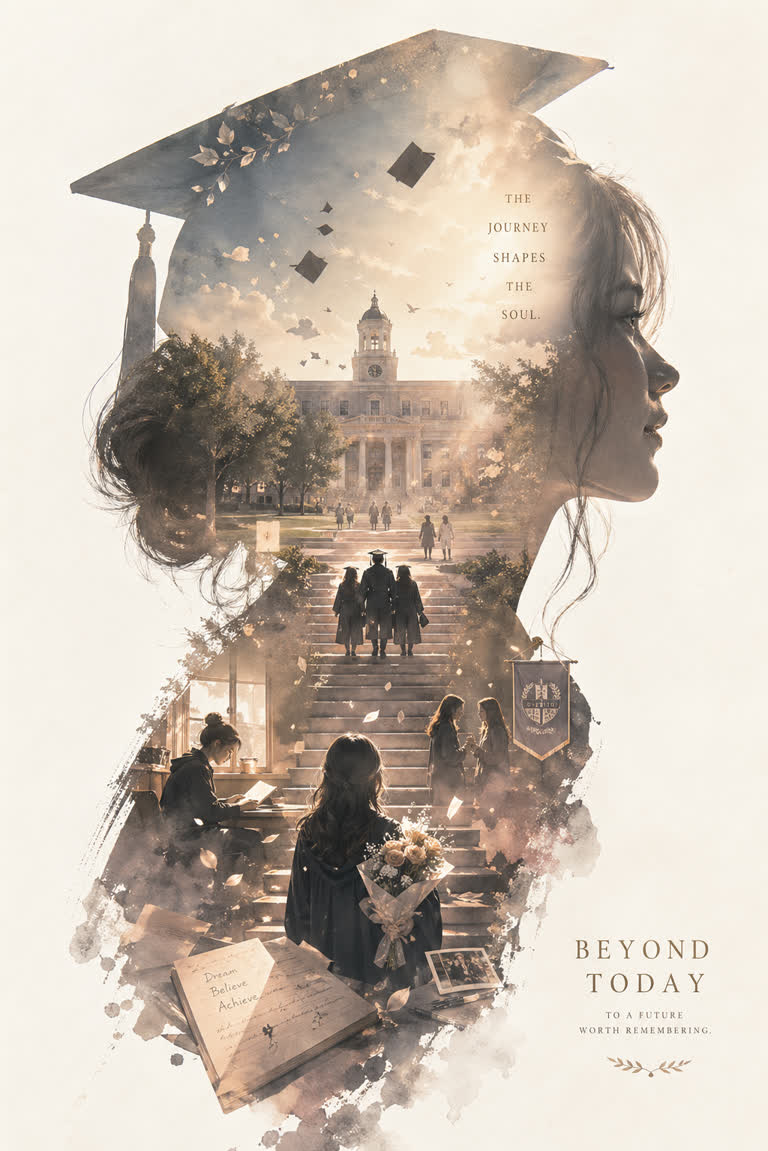 GPT-image2 epic graduation silhouette poster. GPT Image 2 example.