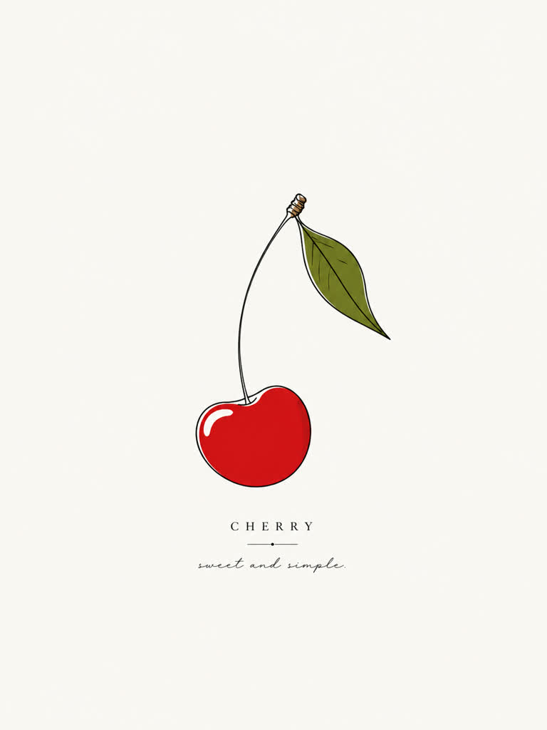 GPT Image 2 minimal cherry line illustration。GPT Image 2 示例。